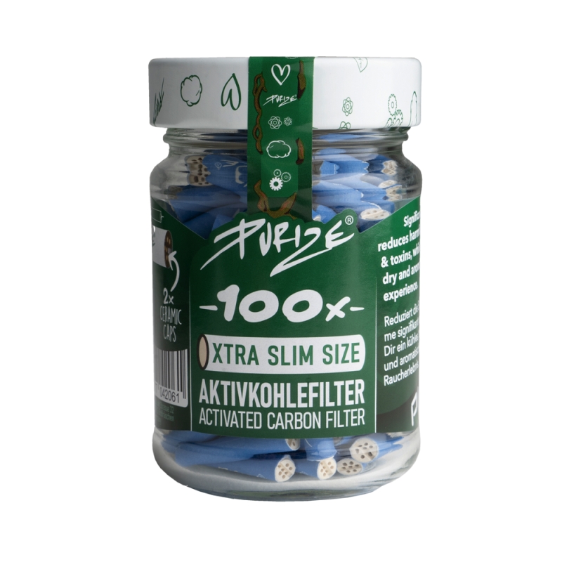 Filtros Purize Xtra Slim (100 Uds / Tarro Cristal) Azul